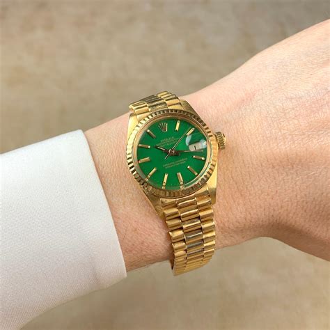 rolex green face women|Rolex lady datejust green dial.